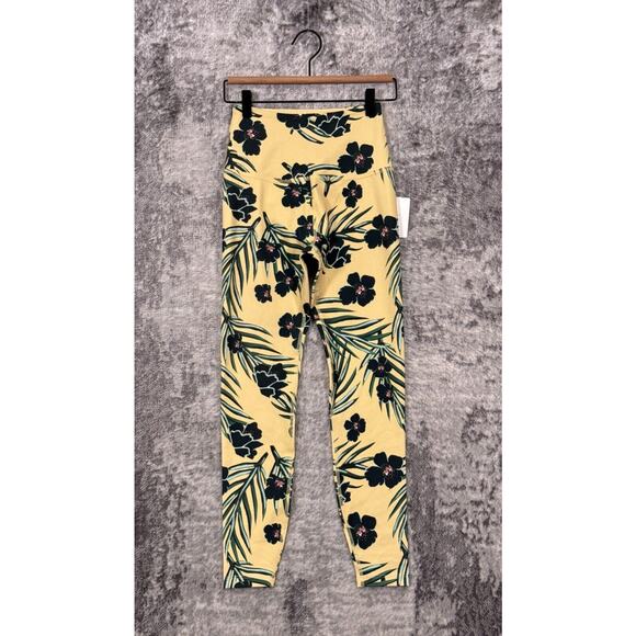 New Beyond Yoga Leggings Small Womens Olympus Yellow Floral Sunrise